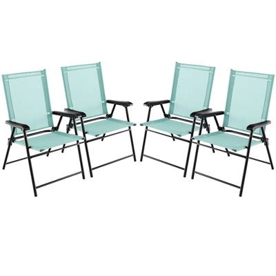 Tangkula Set of 4 Patio Portable Metal Folding Chairs 